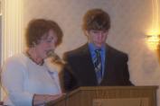Jane Cozzi presenting Daniel Bowery the James Raymond Scholarship (Photo courtesy of Betti Marino-Wasek)