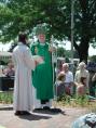 Bishop Thad Jakubowski presided over the dedication on June 27, 2004, offering a prayer of blessing for the new garden. (Photo Courtesty of Vicki Tortorich)