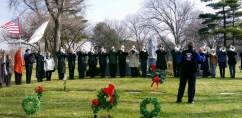 Panorama-style picture of the Royal Airs Drum and Bugle Corp ceremony for the OLA fire victims at Queen of Heaven Cemetery on December 5, 2004. (Photo courtesy of Serge Uccetta)