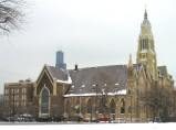 Holy Family Church, new home for the OLA Memorial. The Sears tower can be seen in the background.