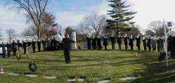 Panorama-style picture of the Royal Airs Drum and Bugle Corp ceremony for the OLA fire victims at Queen of Heaven Cemetery on December 7, 2003. (Photo courtesy of Serge Uccetta)
