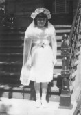 Cute Carol Gazzola at age 8, at the time of her First Holy Communion, five years before her tragic death in the Our Lady of the Angels fire (photo courtesy of Dolores Labuda).