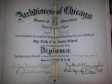 Joe Murray's OLA Graduation Diploma. Not only did Joe attended OLA as a boy, he was also one of the firefighters who responded to the OLA fire, and personally saved many of the children trapped in Room 210. (Photo Courtesy of Joe Murray)